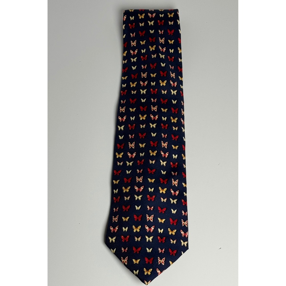 Brooks Brothers Makers Mens Silk Tie Blue Butterfly Made in USA Silk Tie NEW